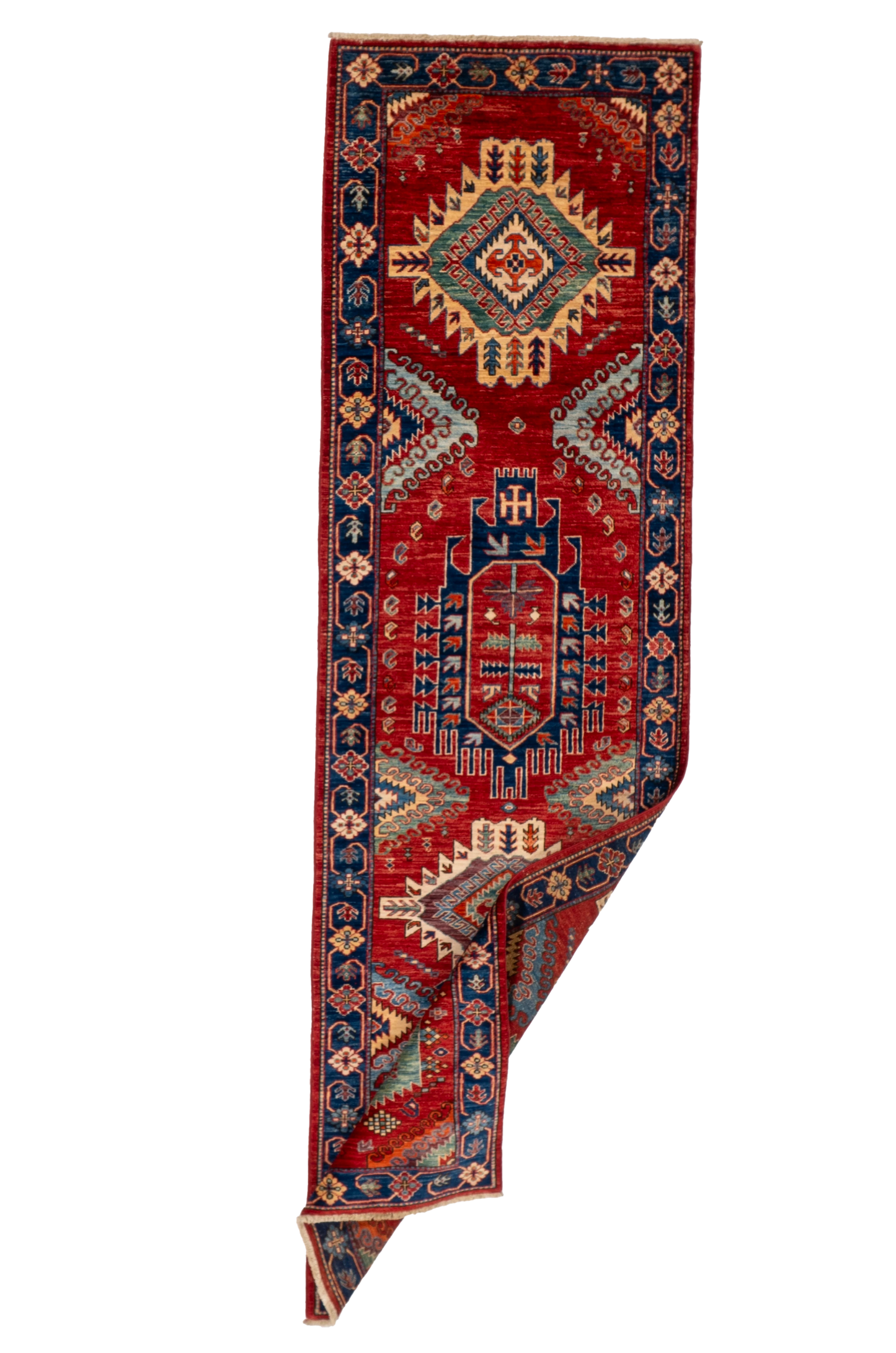 W 2.10 L 9.7 Karajeh Runner 100% Wool Handmade Pakistan All Over Design - 66672