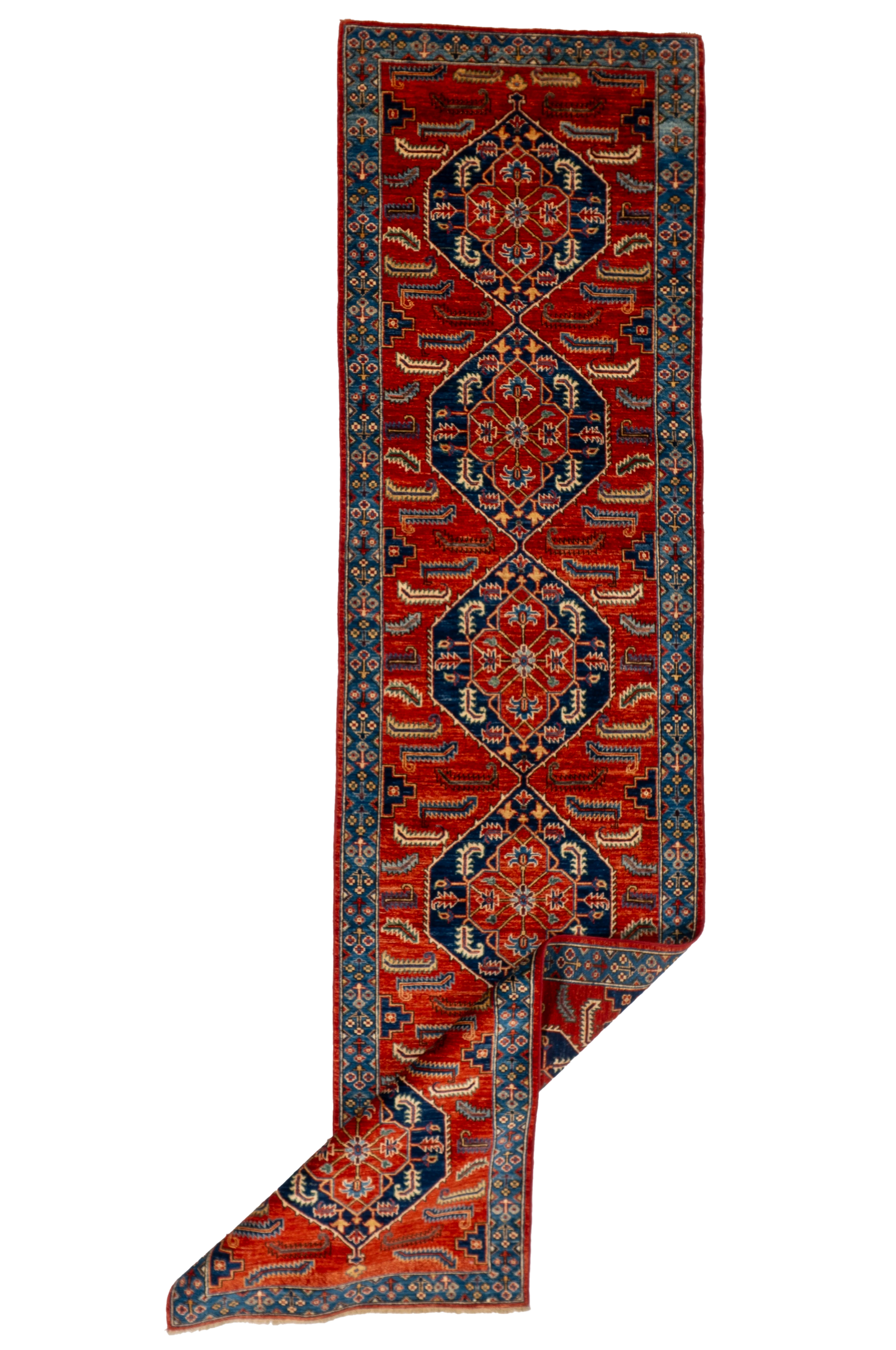 W 3 L 12 Karajeh Runner 100% Wool Handmade Pakistan All Over Design - 66674