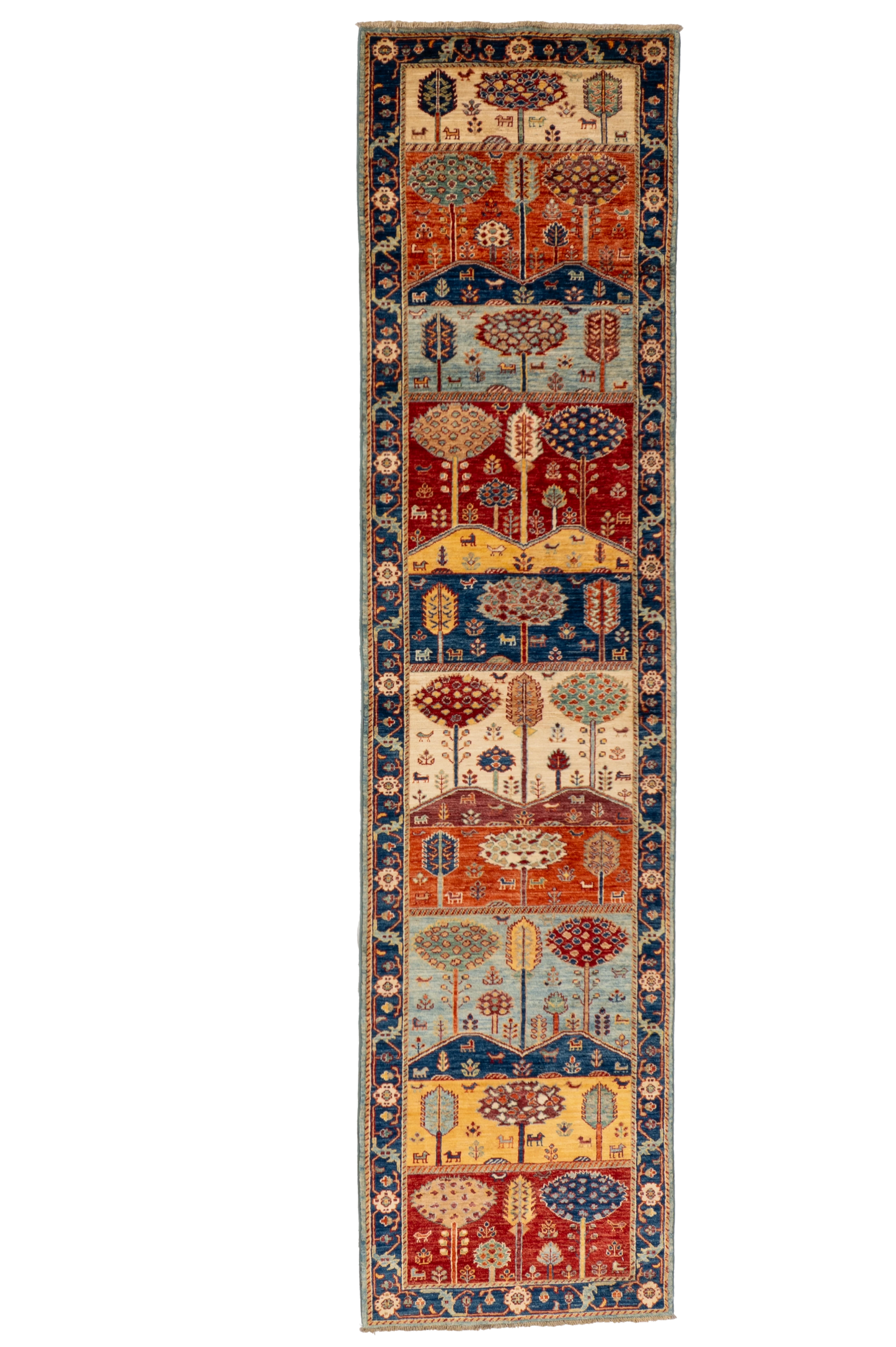 W 2.9 L 11.6 Tree Of Life Runner 100% Wool Handmade Pakistan All Over Design - 66678