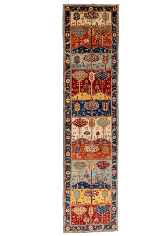 W 2.9 L 11.6 Tree Of Life Runner 100% Wool Handmade Pakistan All Over Design - 66678