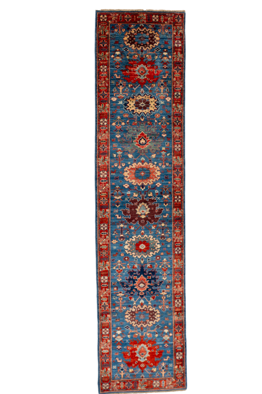 W 2.9 L 11.9 Ziegler Runner 100% Wool Handmade Pakistan All Over Design - 66679