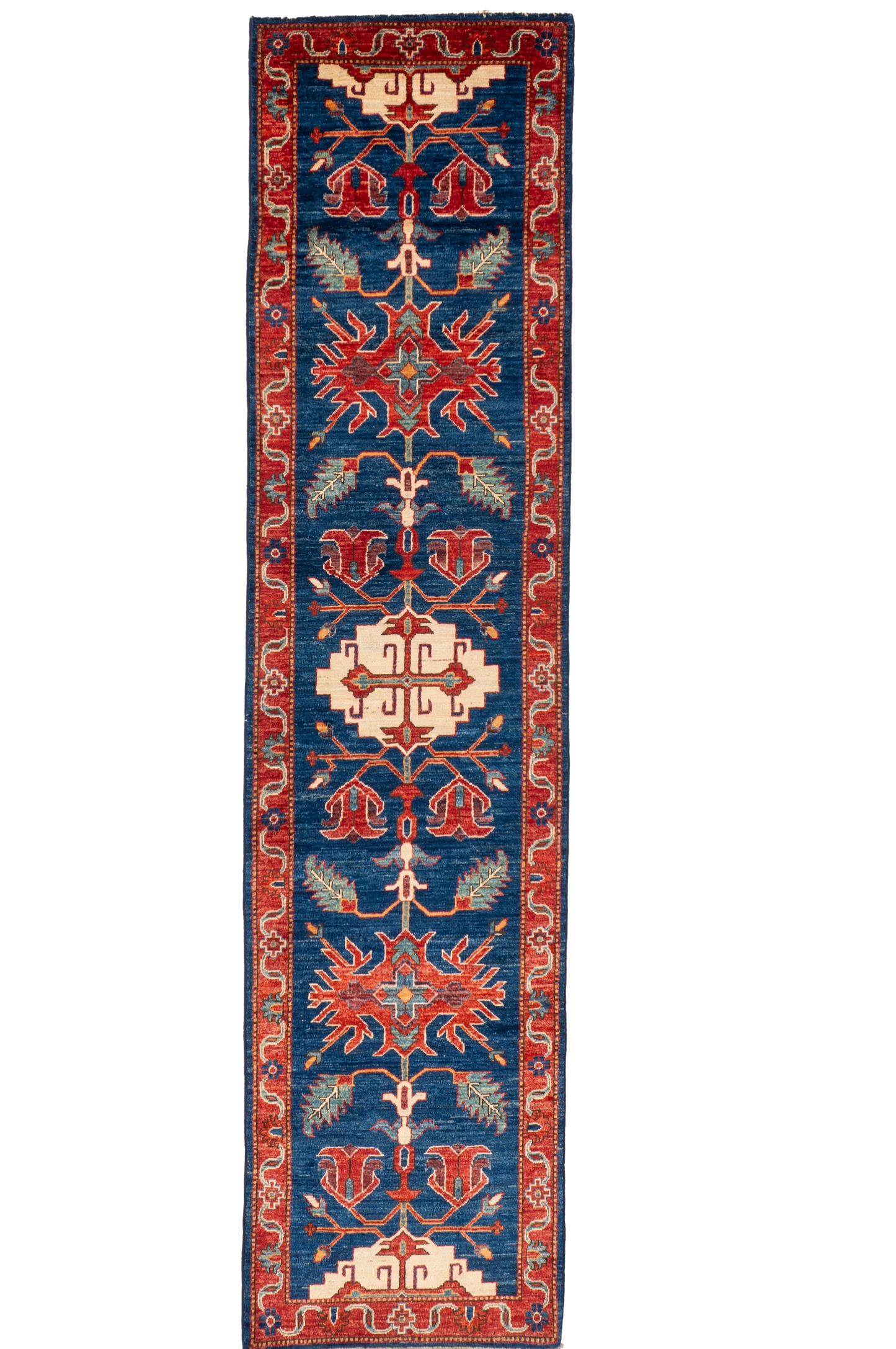 W 2.10 L 11.7 Kazak Runner 100% Wool Handmade Pakistan All Over Design - 66681