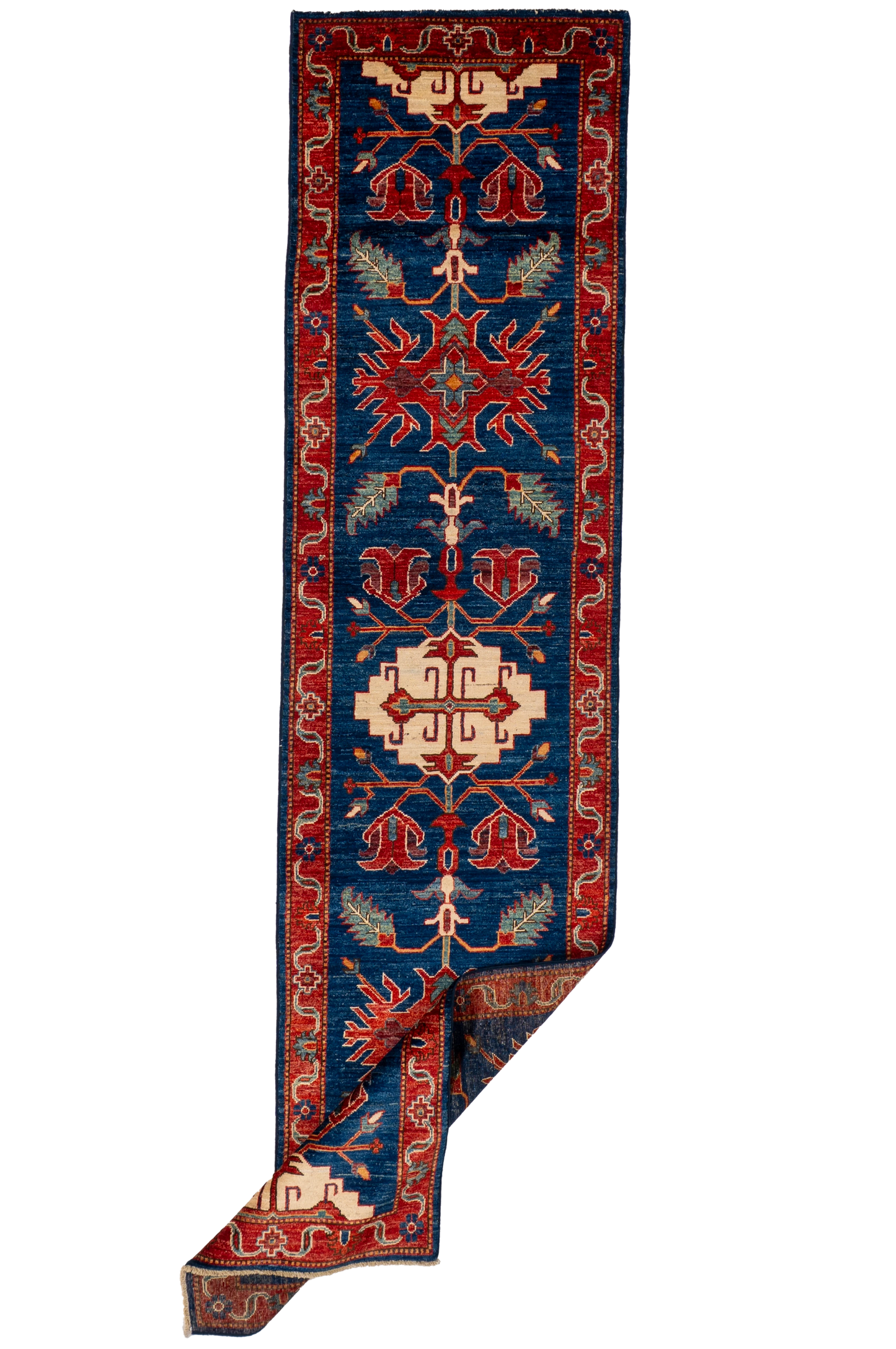 W 2.10 L 11.7 Kazak Runner 100% Wool Handmade Pakistan All Over Design - 66681
