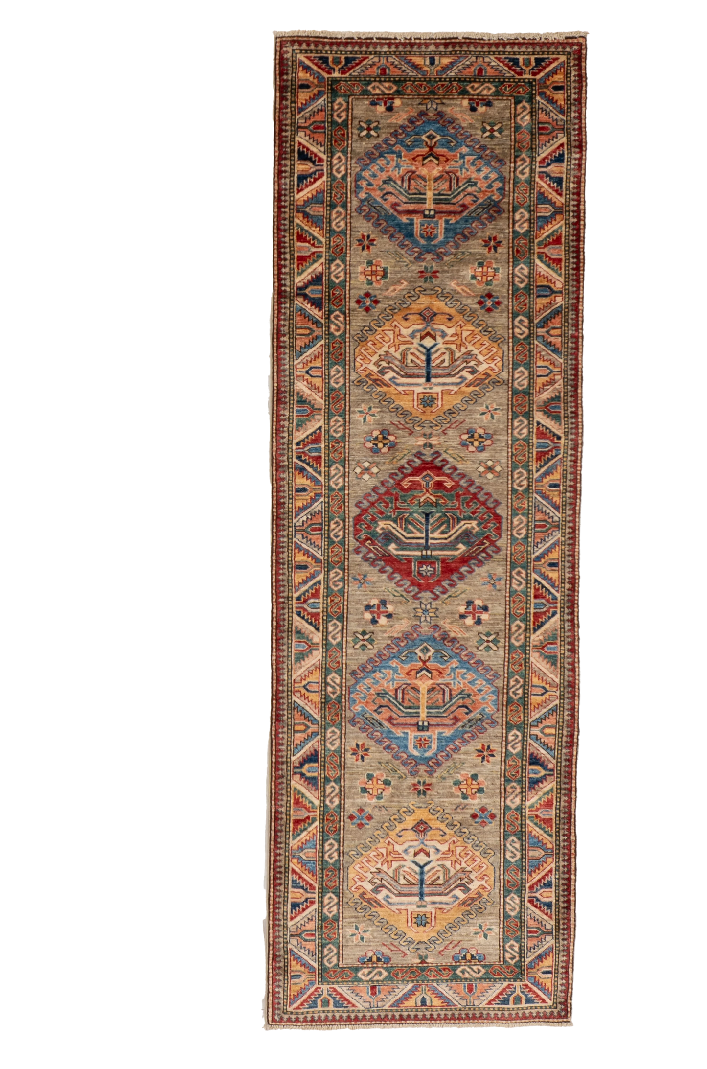 W 2.8 L 8.7 Karajeh Runner 100% Wool Handmade Geometric Design - 66682