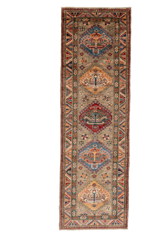 W 2.8 L 8.7 Karajeh Runner 100% Wool Handmade Geometric Design - 66682
