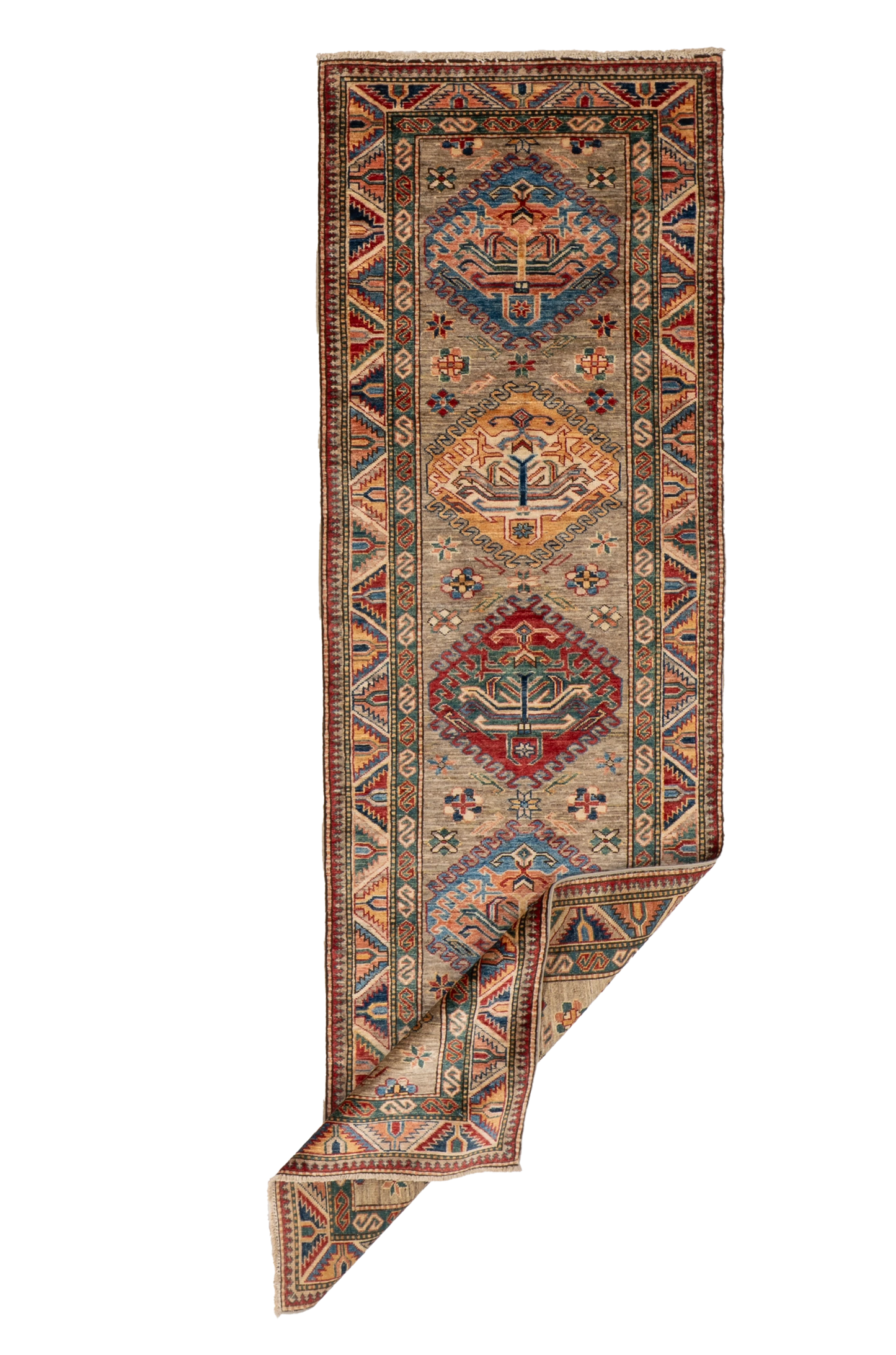 W 2.8 L 8.7 Karajeh Runner 100% Wool Handmade Geometric Design - 66682