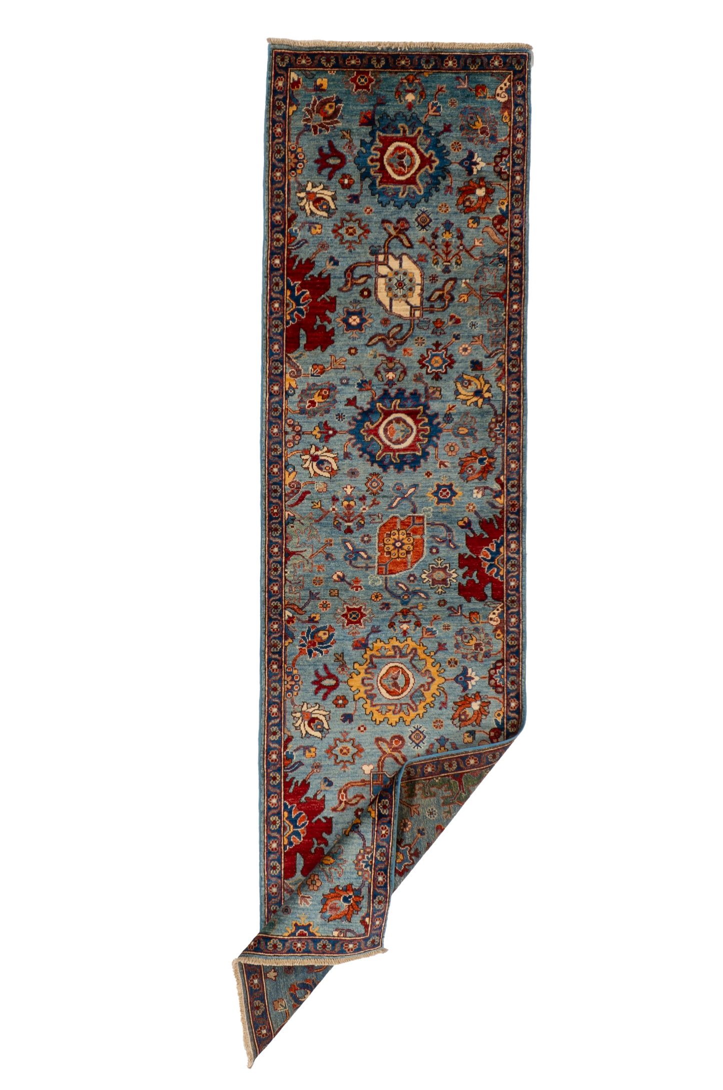 W 2.6 L 9.8 Mahal Runner 100% Wool Handmade Pakistan All Over Design - 66685