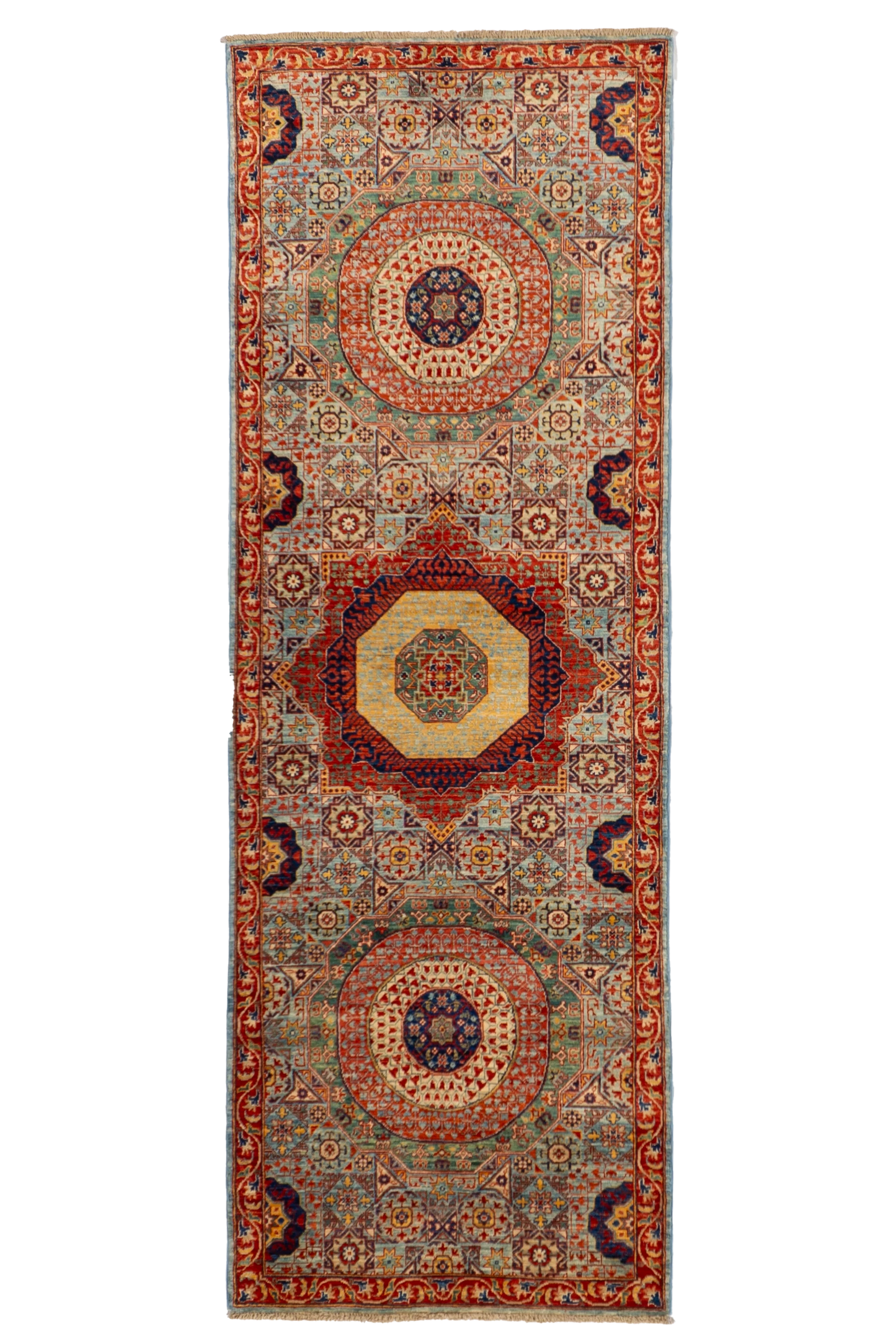 W 2.9 L 8 Heriz Runner 100% Wool Handmade All Over Design - 66688