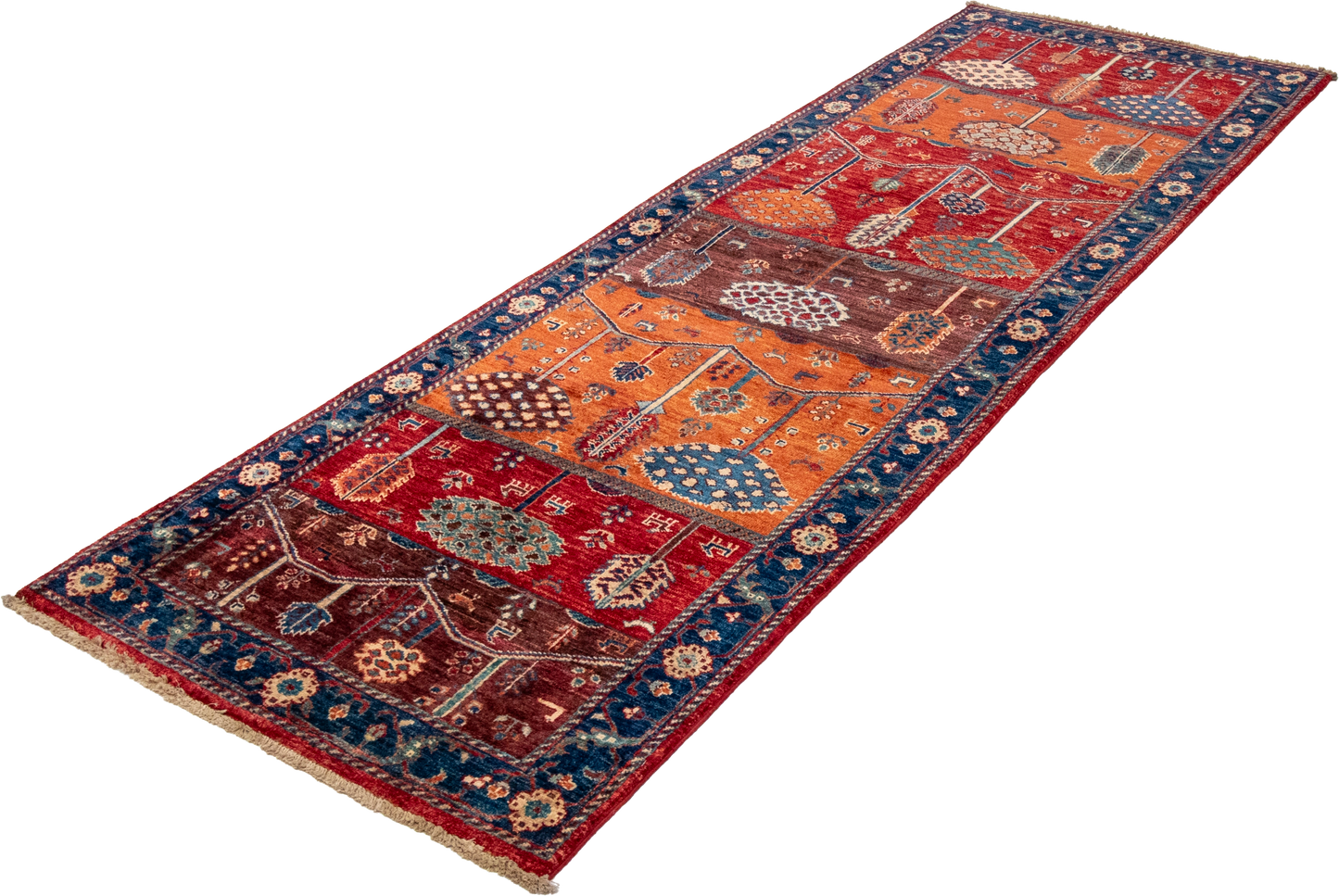 W 2.10 L 8.8 Tree Of Life Runner 100% Wool Handmade All Over Design - 66691