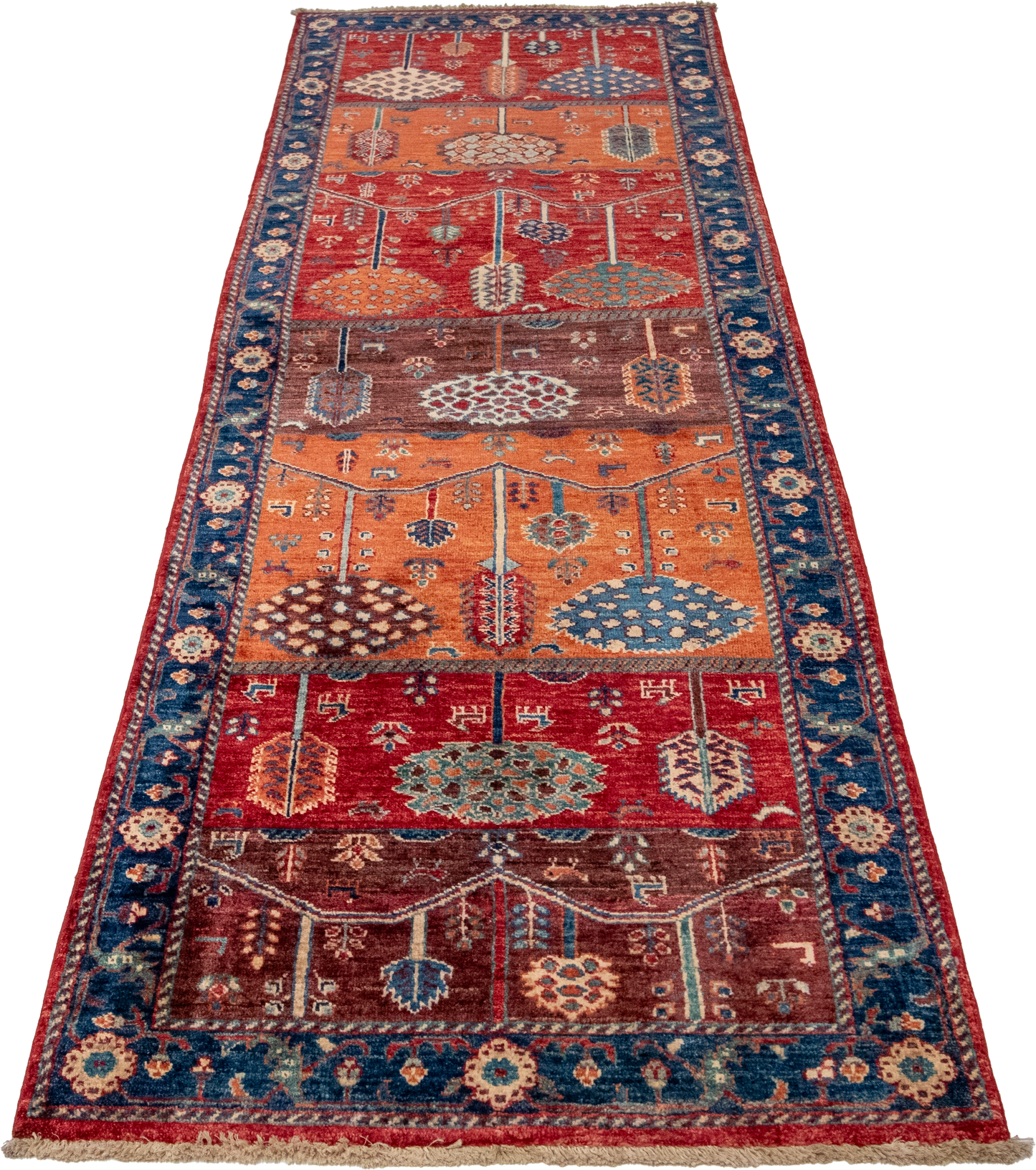 W 2.10 L 8.8 Tree Of Life Runner 100% Wool Handmade All Over Design - 66691