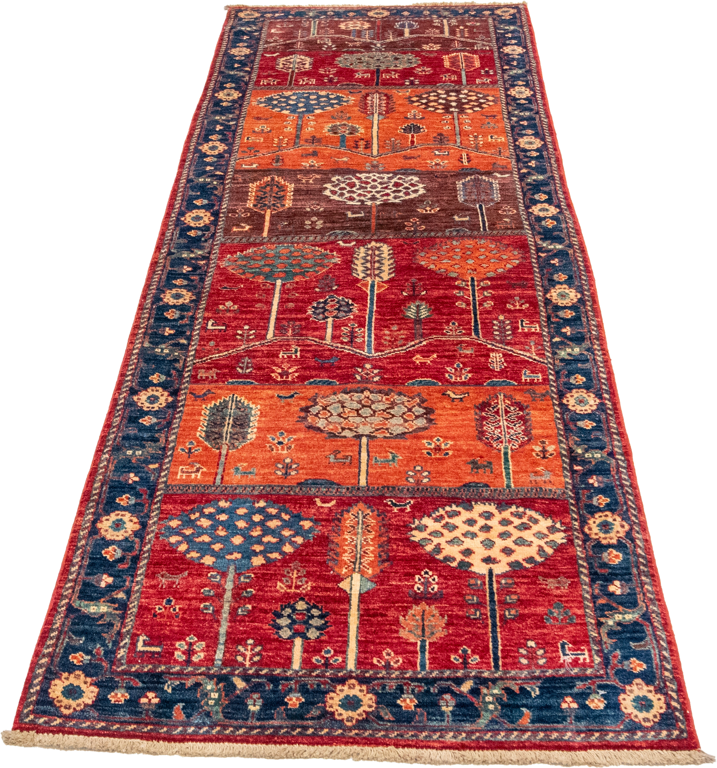 W 2.10 L 8.8 Tree Of Life Runner 100% Wool Handmade All Over Design - 66691
