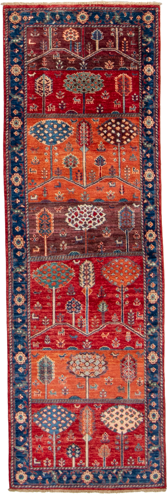W 2.10 L 8.8 Tree Of Life Runner 100% Wool Handmade All Over Design - 66691
