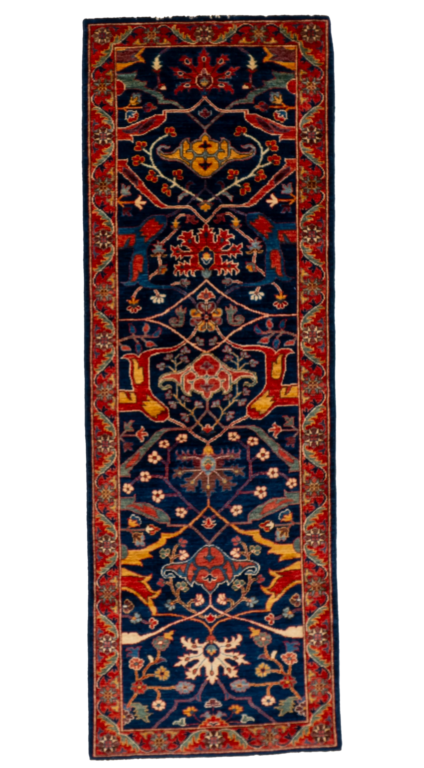 W 2.9 L 8.1 Sultan Abad Runner 100% Wool Handmade Pakistan All Over Design - 66692