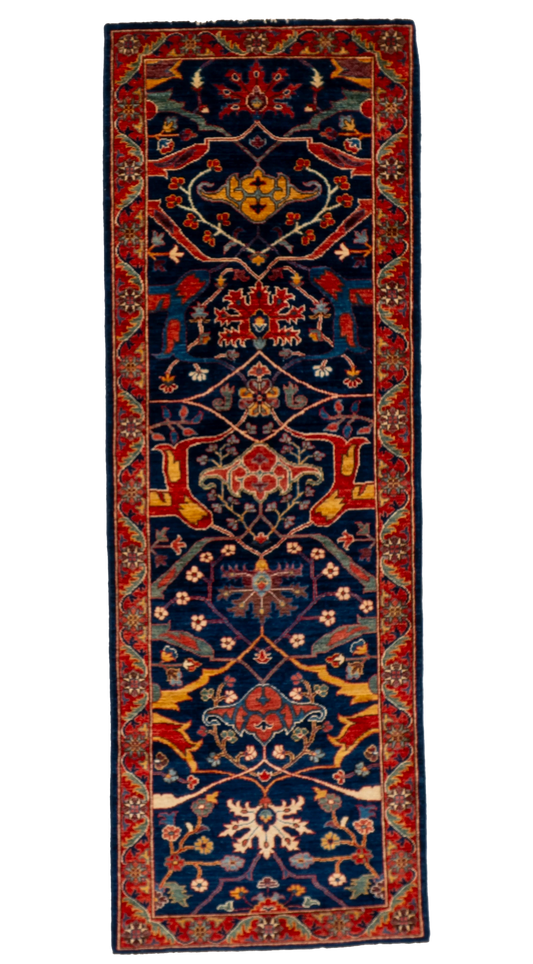 W 2.9 L 8.1 Sultan Abad Runner 100% Wool Handmade Pakistan All Over Design - 66692