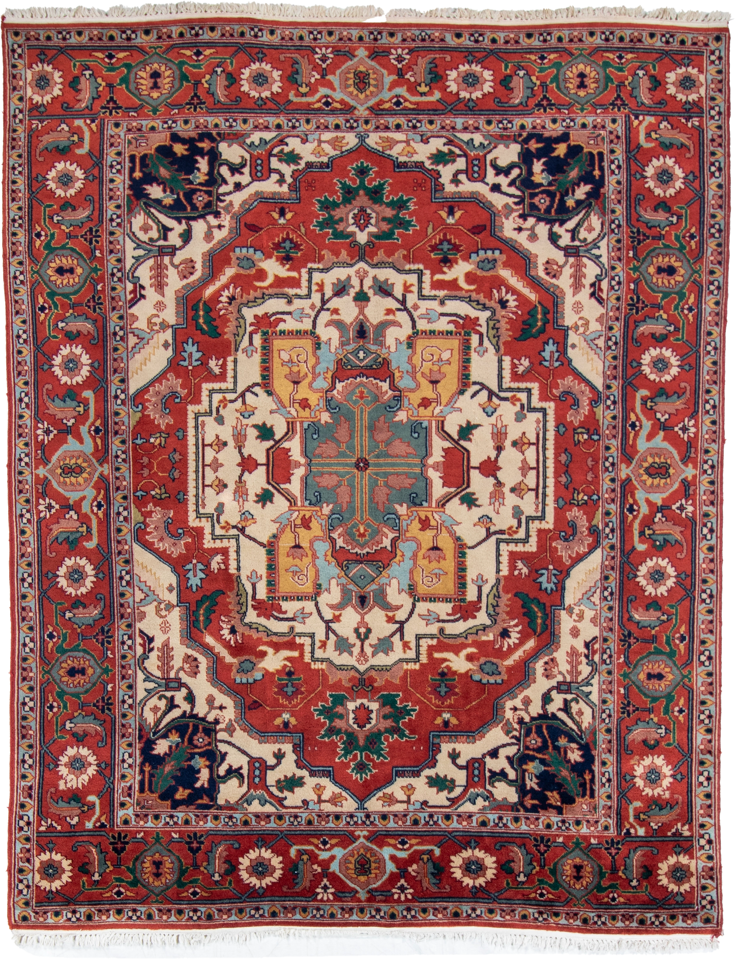 W 8.9 L 10.10 Heriz 100% Wool Hand-Woven Medallion Design - 66728