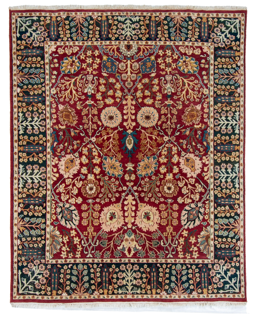 W 7.10 L 9.6 Mahal 100% Wool Hand-Woven All-Over Design - 66734