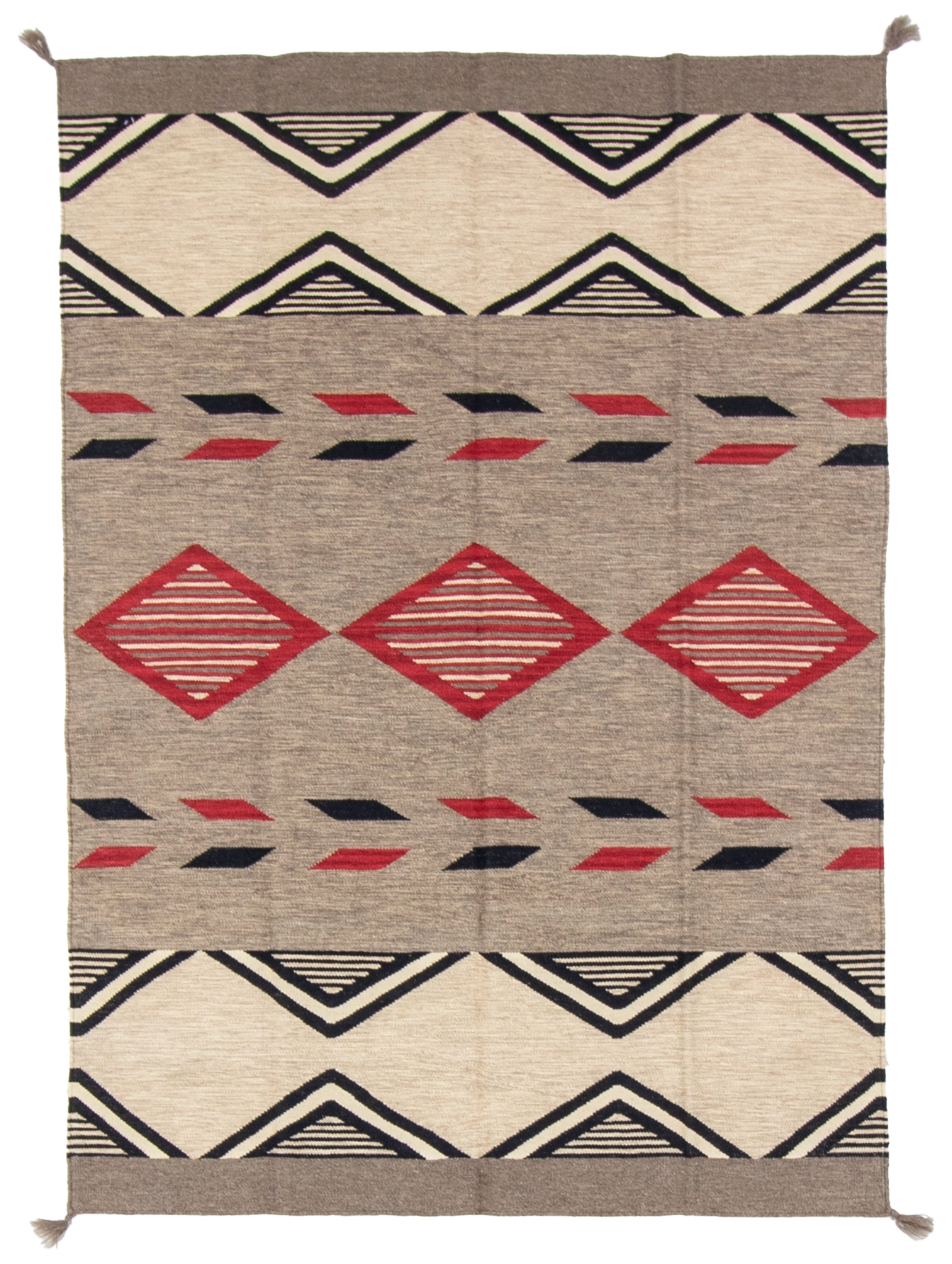 W 5 L 7 Kilim 100% Wool Hand-Woven Navajo Design - 66784