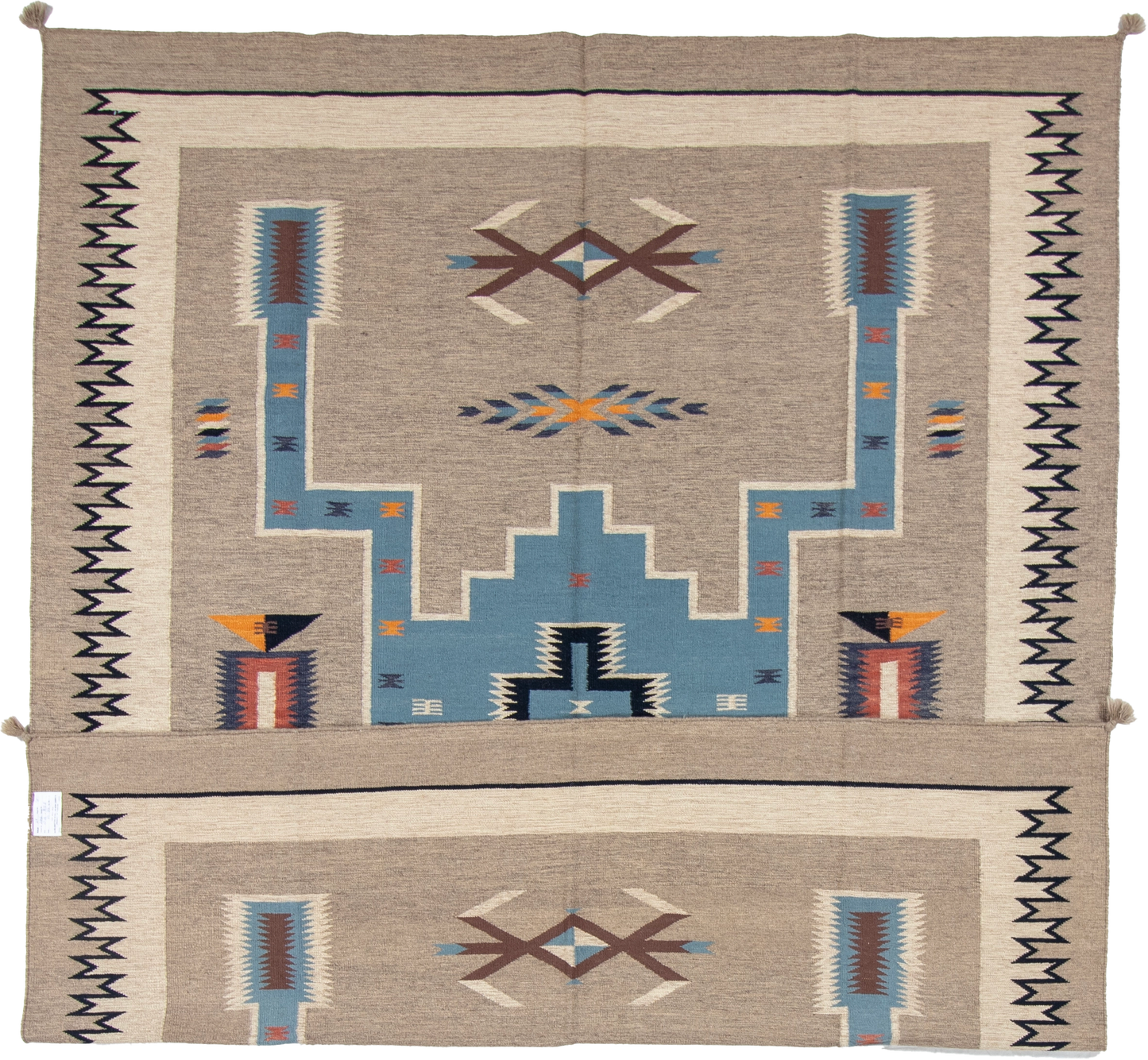 W 8.1 L 10 Kilim 100% Wool Hand-Woven Navajo Design - 66795