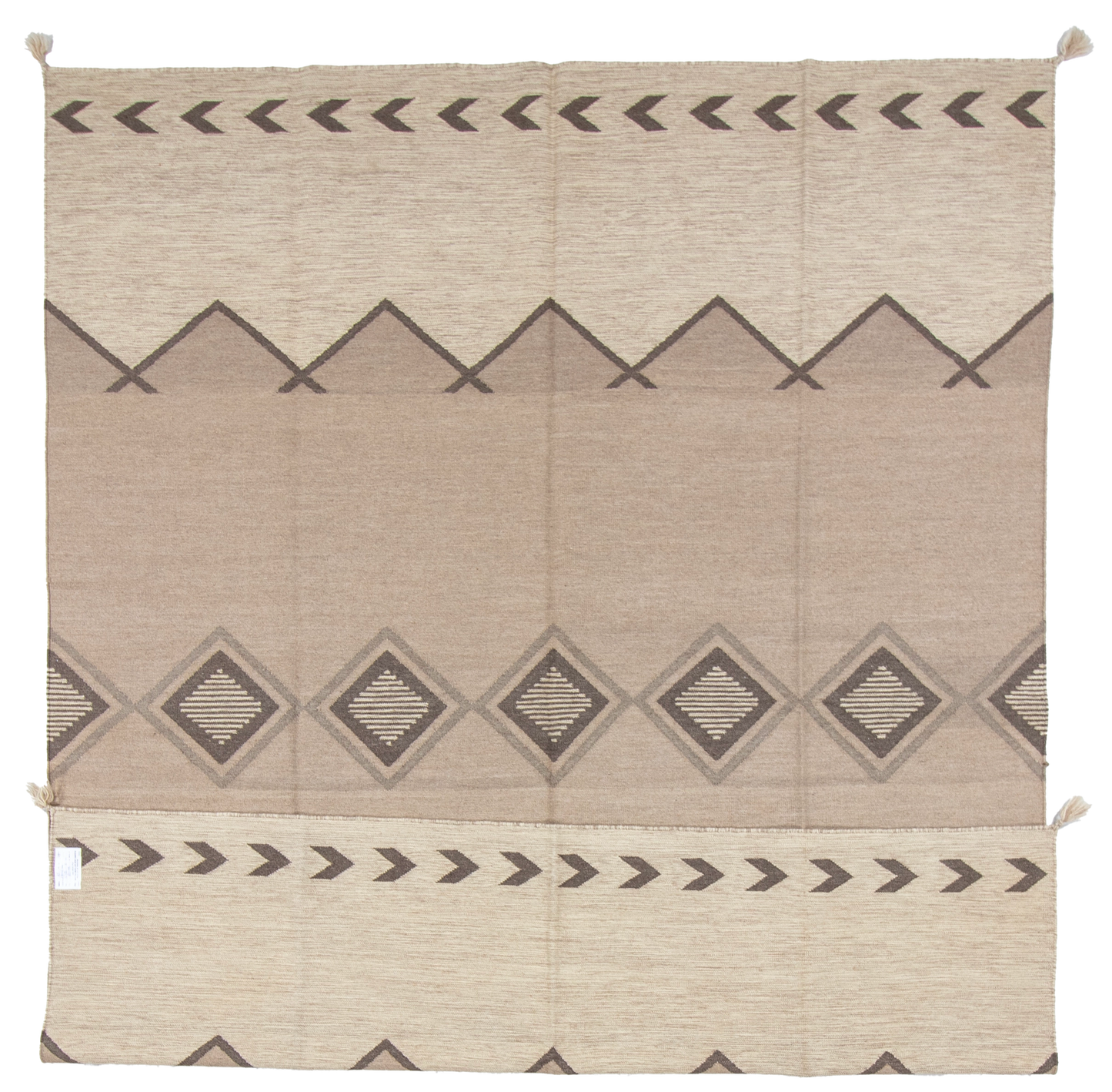 W 8 L 10 Kilim 100% Wool Hand-Woven Navajo Design - 66796