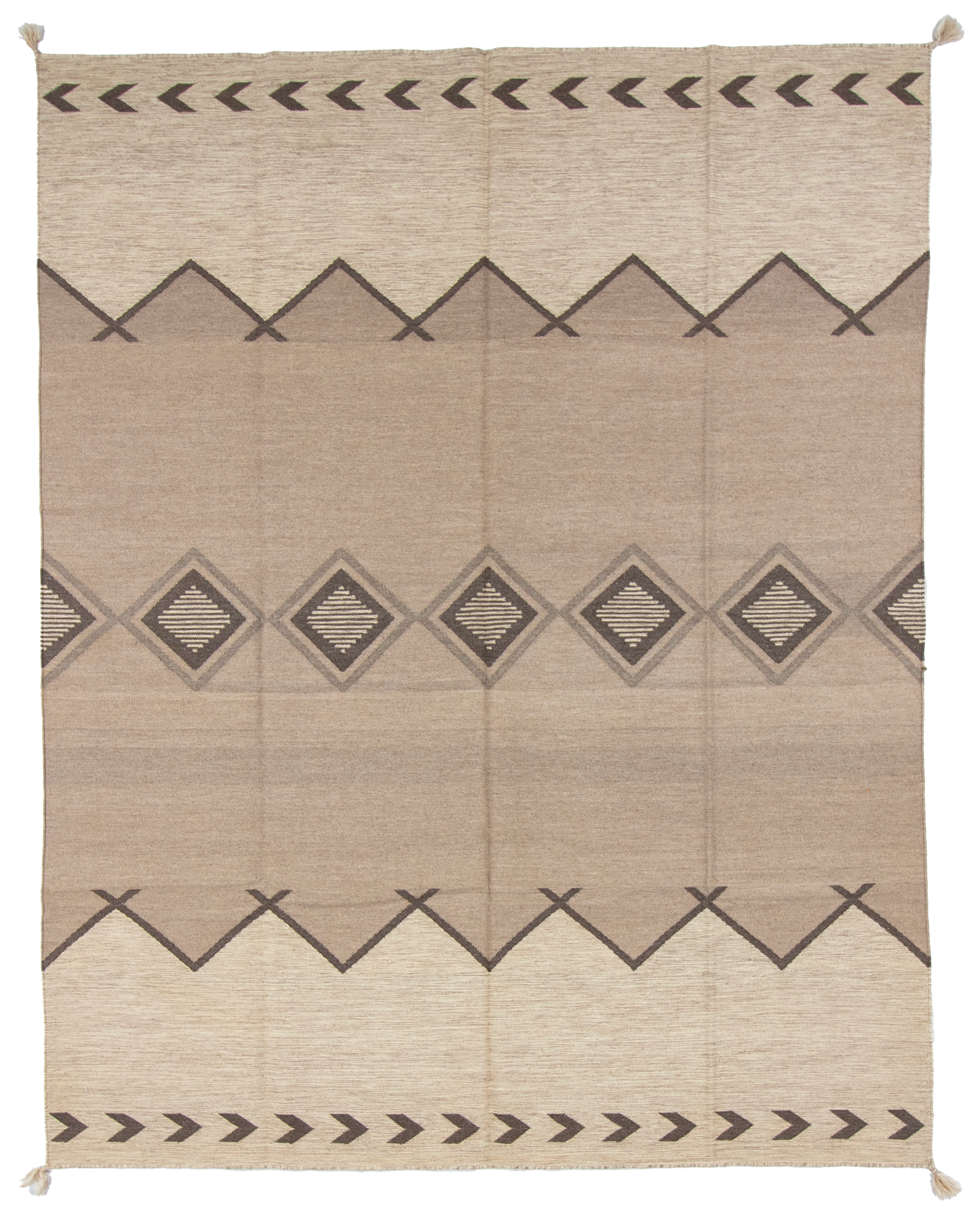 W 8 L 10 Kilim 100% Wool Hand-Woven Navajo Design - 66796