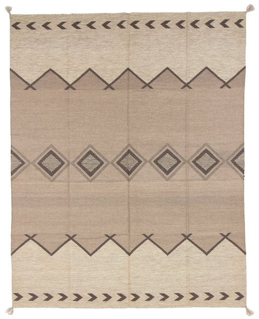 W 8 L 10 Kilim 100% Wool Hand-Woven Navajo Design - 66796
