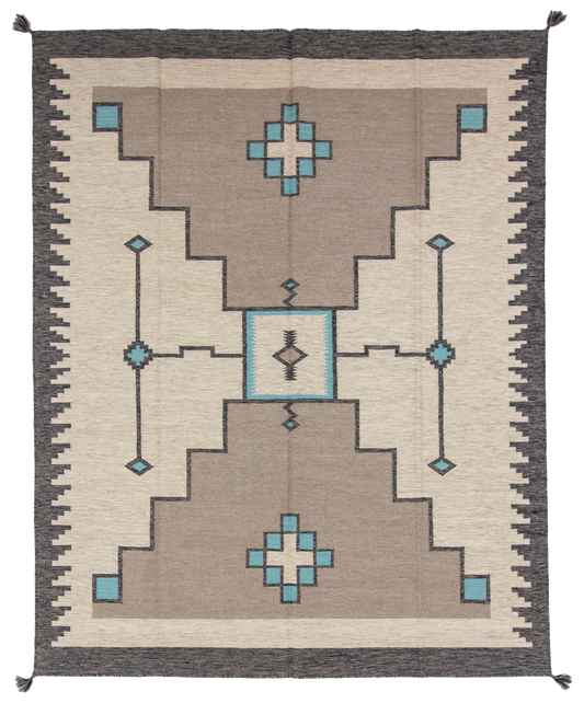 W 8 L 10.1 Kilim 100% Wool Hand-Woven Navajo Design - 66797