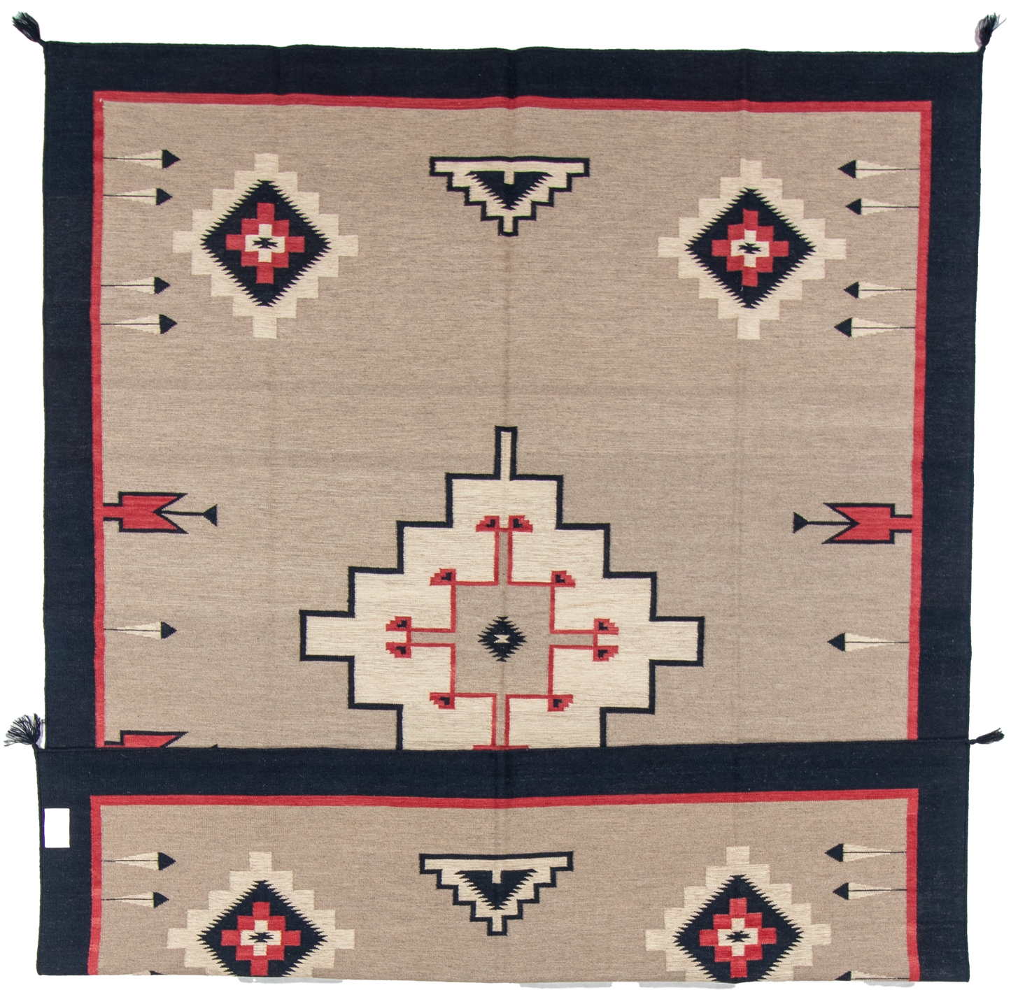 W 7.11 L 10 Kilim 100% Wool Hand-Woven Navajo Design - 66800