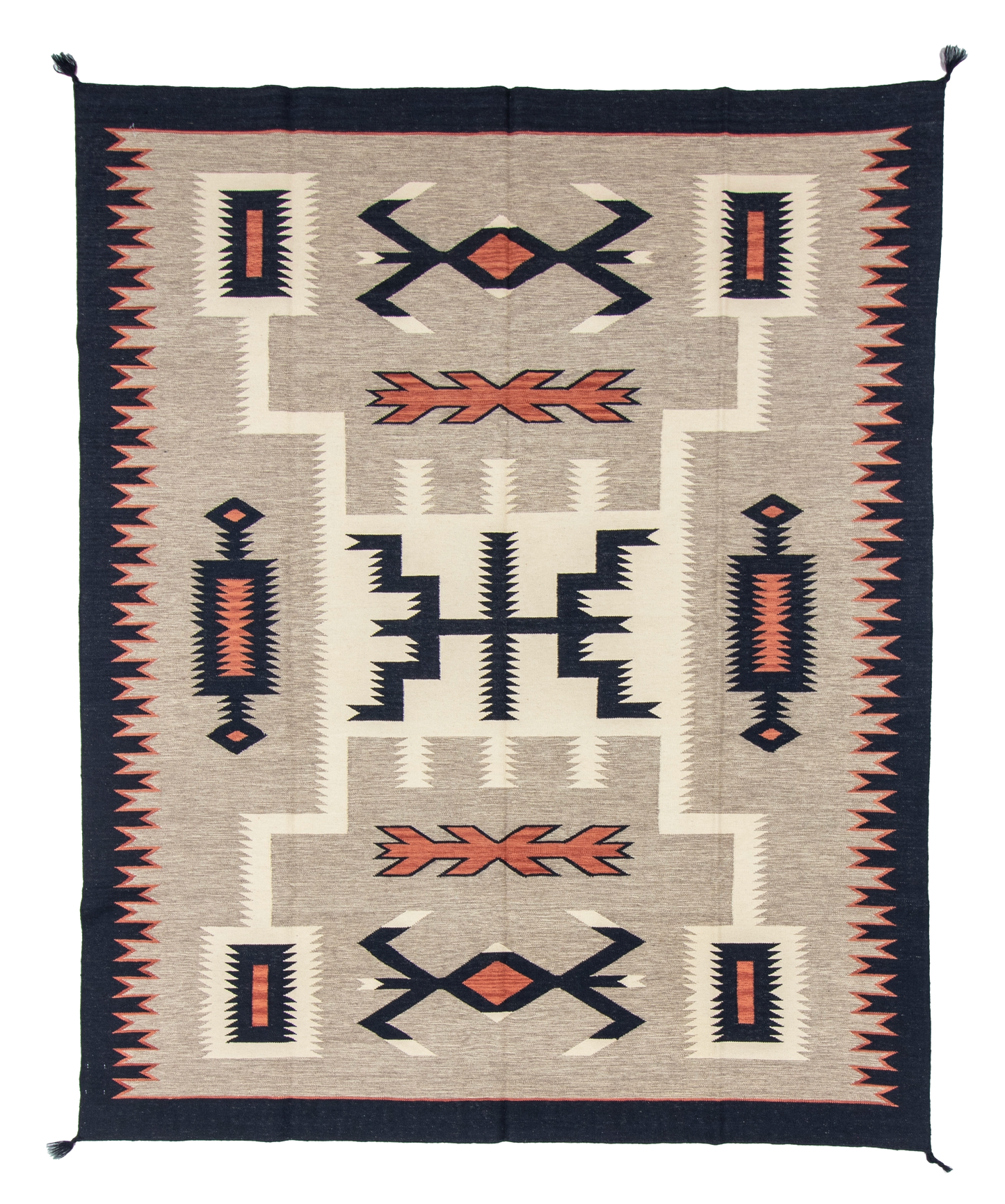 W 8.1 L 9.11 Kilim 100% Wool Hand-Woven Navajo Design - 66801