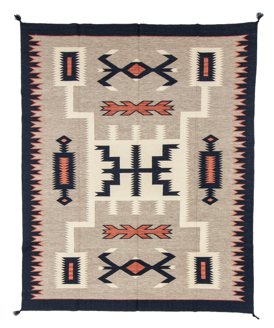 W 8.1 L 9.11 Kilim 100% Wool Hand-Woven Navajo Design - 66801