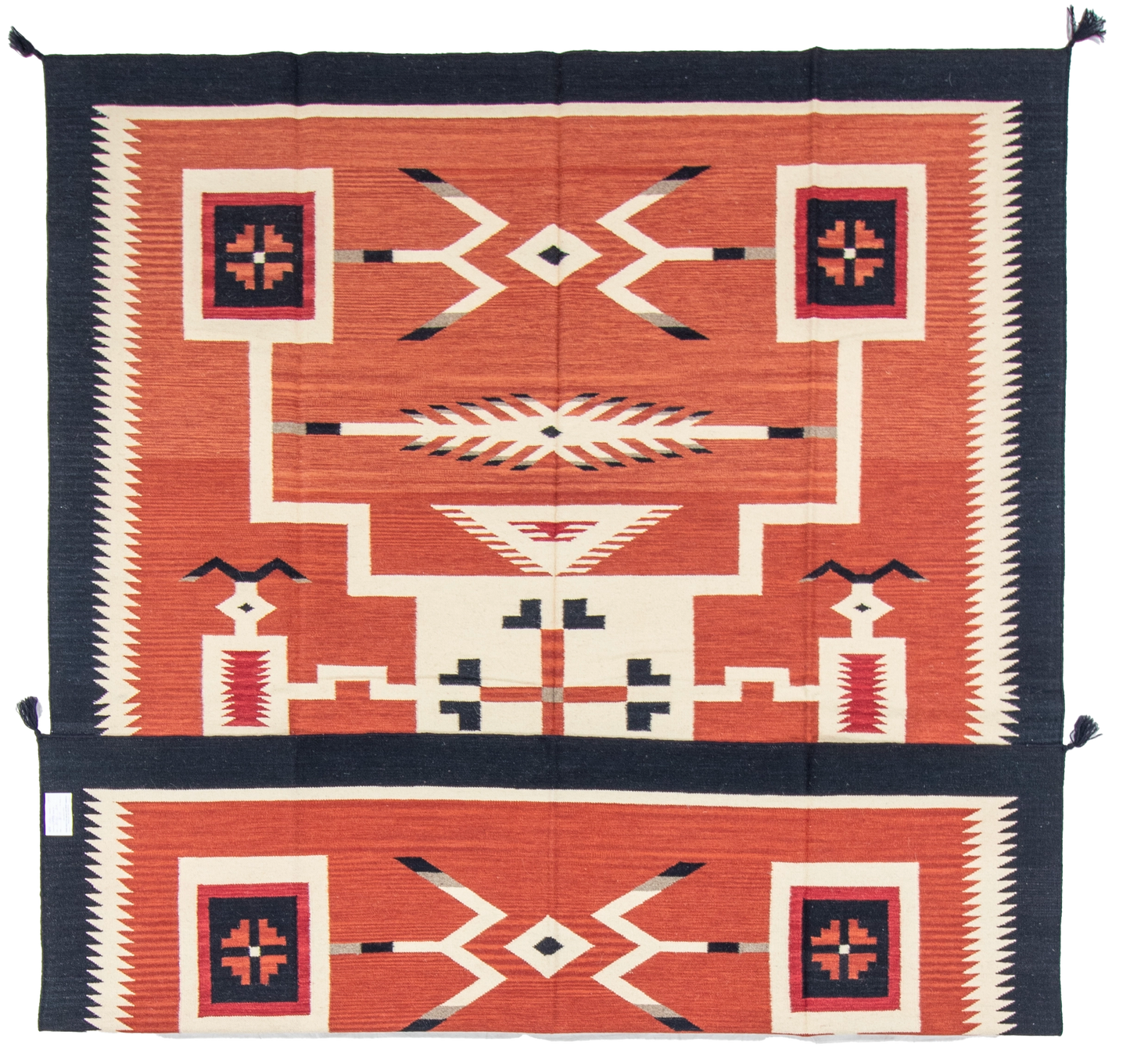 W 8 L 10 Kilim 100% Wool Hand-Woven Navajo Design - 66802