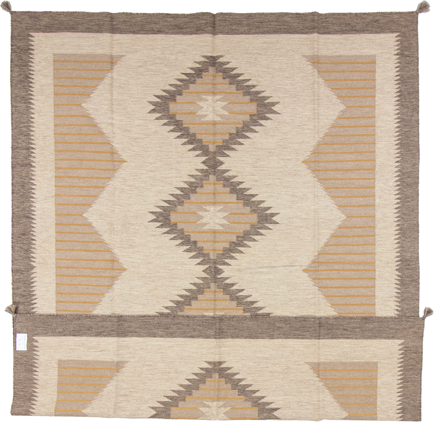W 8.1 L 10 Kilim 100% Wool Hand-Woven Navajo Design - 66804