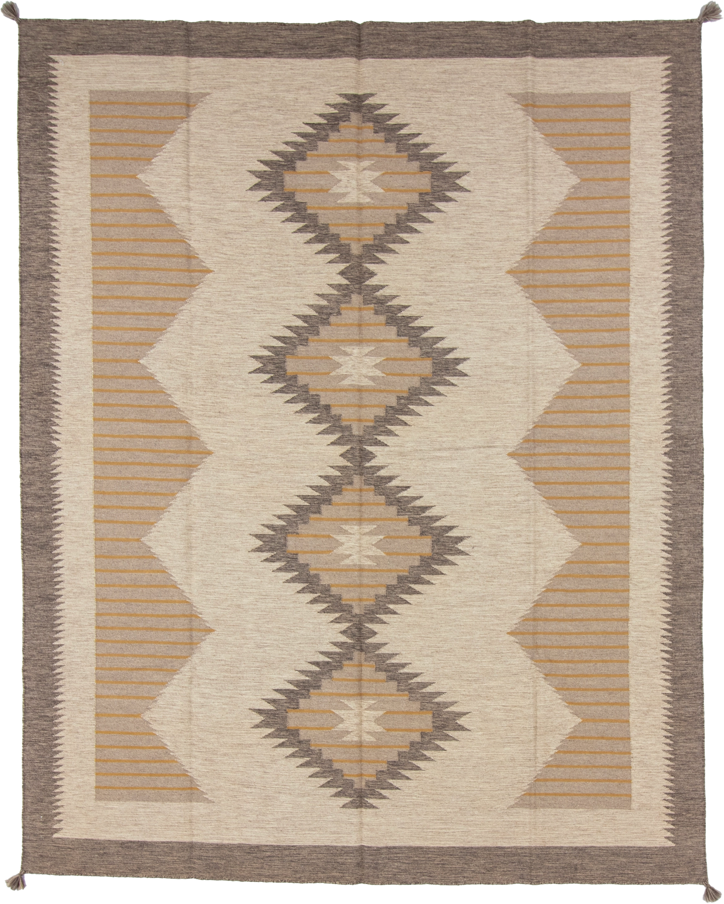 W 8.1 L 10 Kilim 100% Wool Hand-Woven Navajo Design - 66804