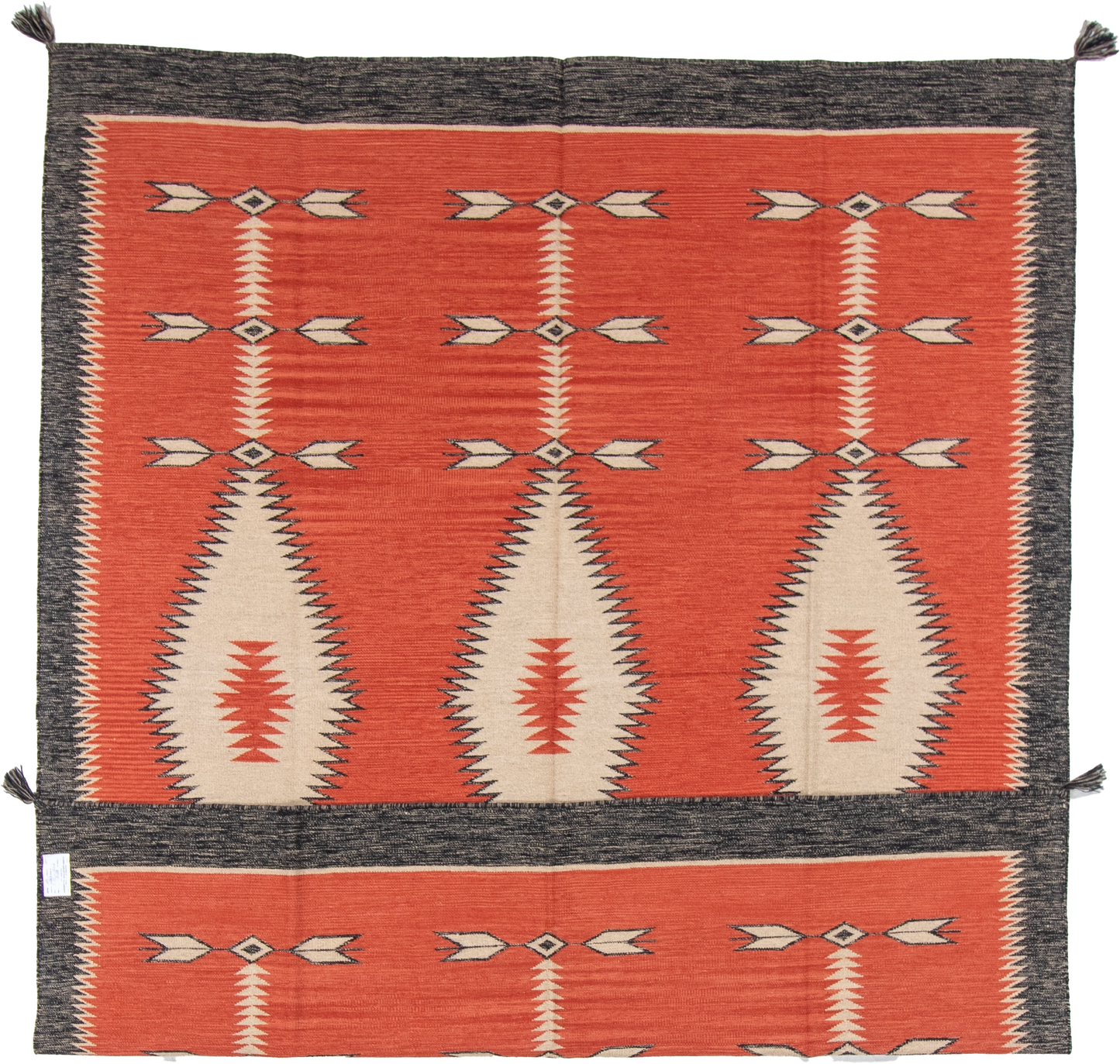W 8 L 9.10 Kilim 100% Wool Hand-Woven Navajo Design - 66805