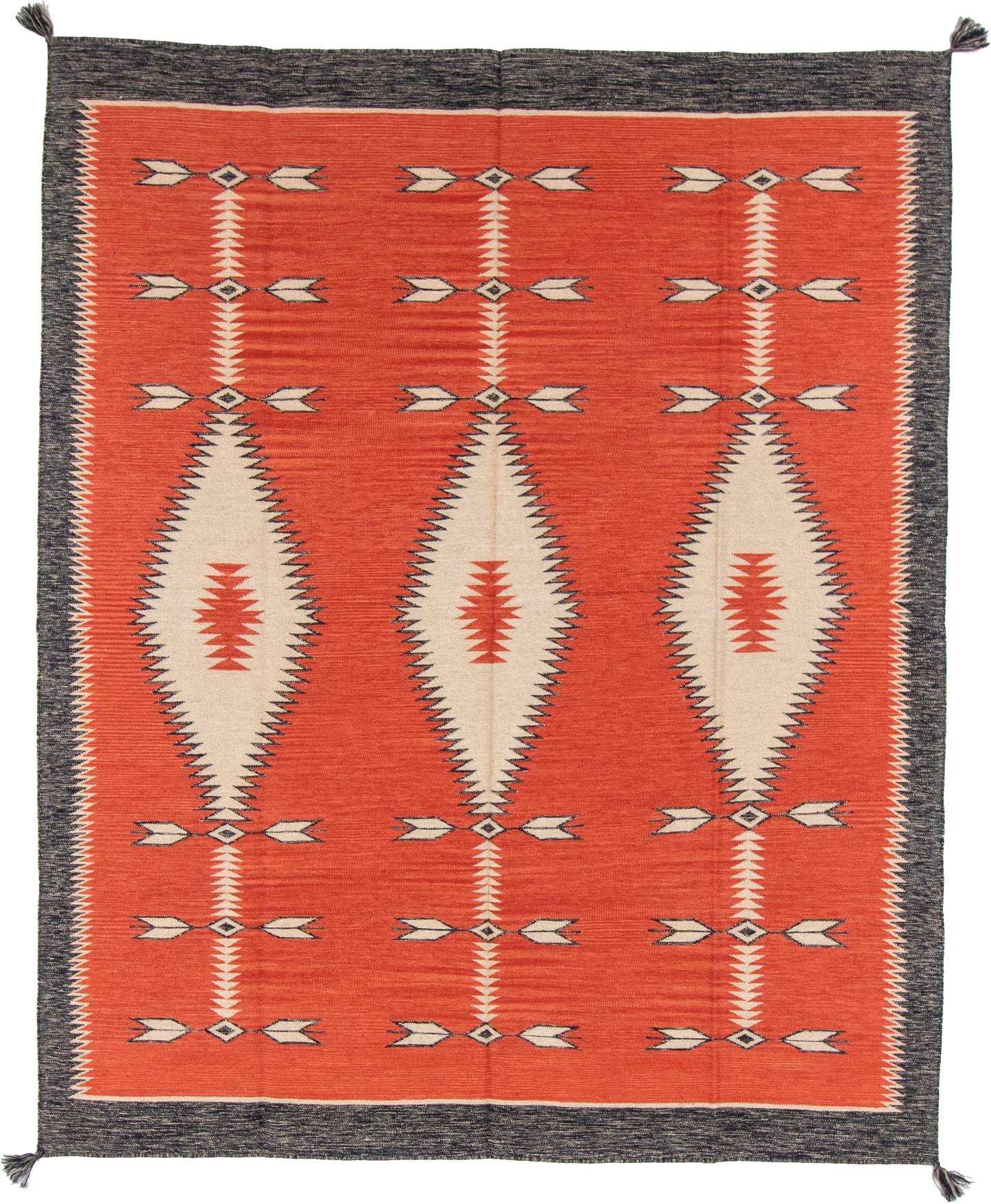 W 8 L 9.10 Kilim 100% Wool Hand-Woven Navajo Design - 66805