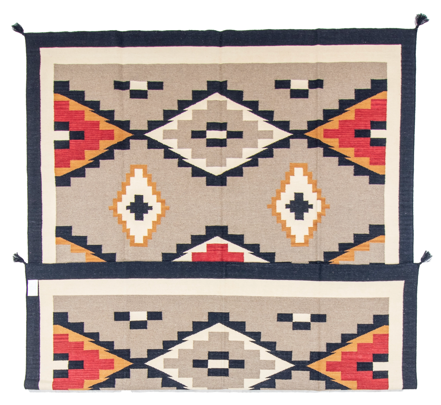 W 8.1 L 10.1 Kilim 100% Wool Hand-Woven Navajo Design - 66806