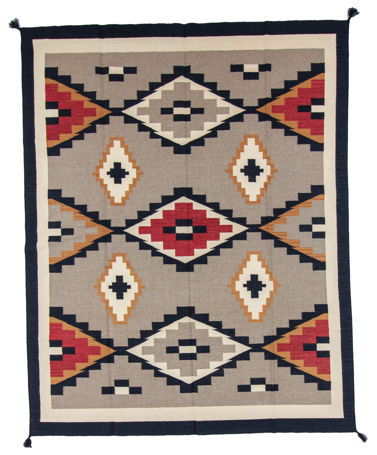 W 8.1 L 10.1 Kilim 100% Wool Hand-Woven Navajo Design - 66806