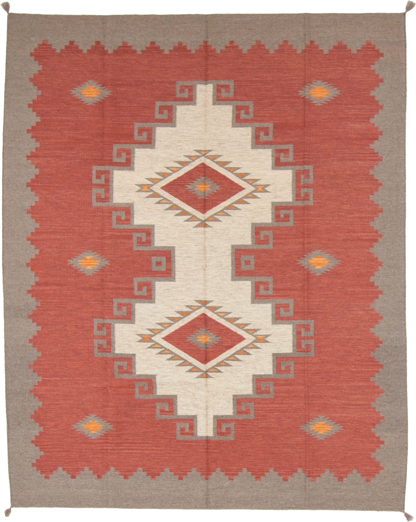 W 8.2 L 10 Kilim 100% Wool Hand-Woven Navajo Design - 66807