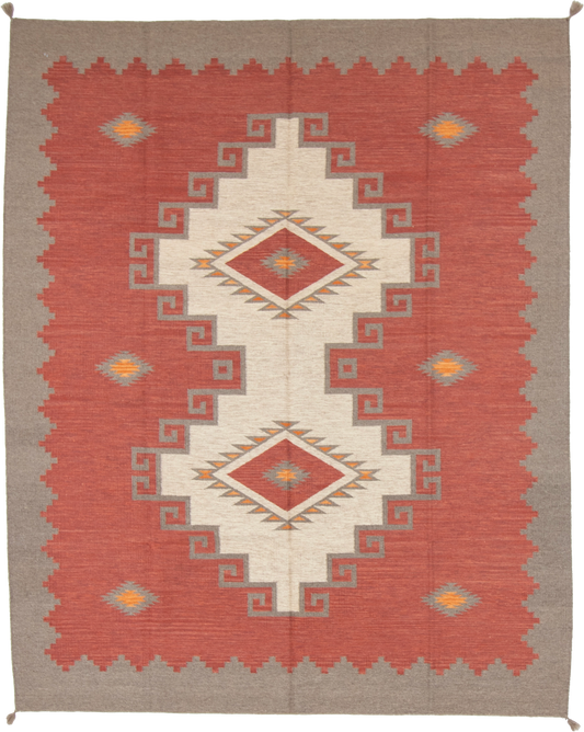 W 8.2 L 10 Kilim 100% Wool Hand-Woven Navajo Design - 66807