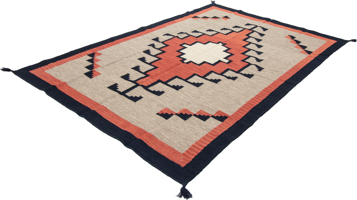 W 6 L 9.1 Kilim 100% Wool Hand-Woven Navajo Design - 66809
