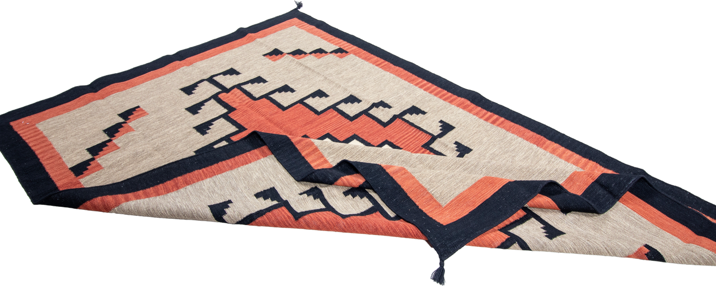 W 6 L 9.1 Kilim 100% Wool Hand-Woven Navajo Design - 66809