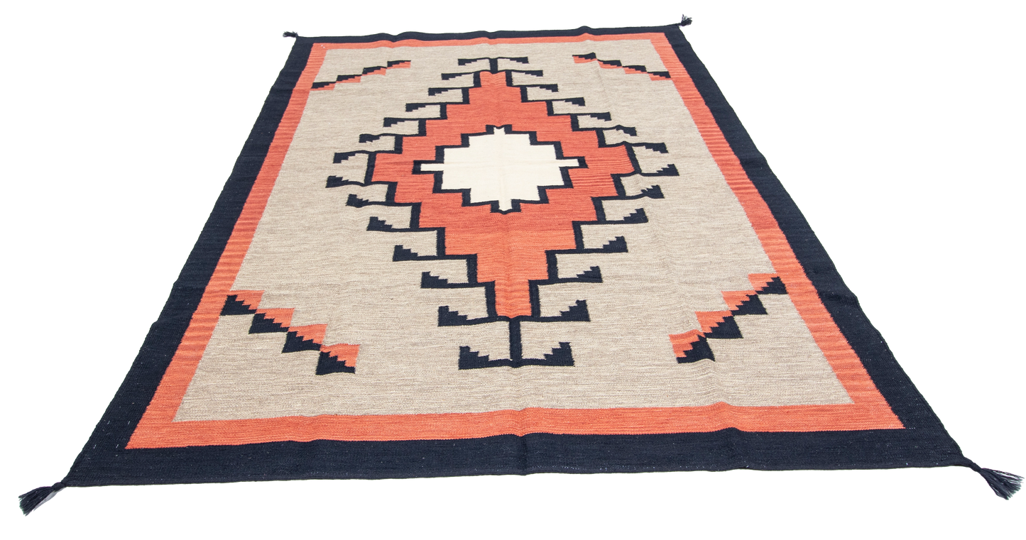 W 6 L 9.1 Kilim 100% Wool Hand-Woven Navajo Design - 66809