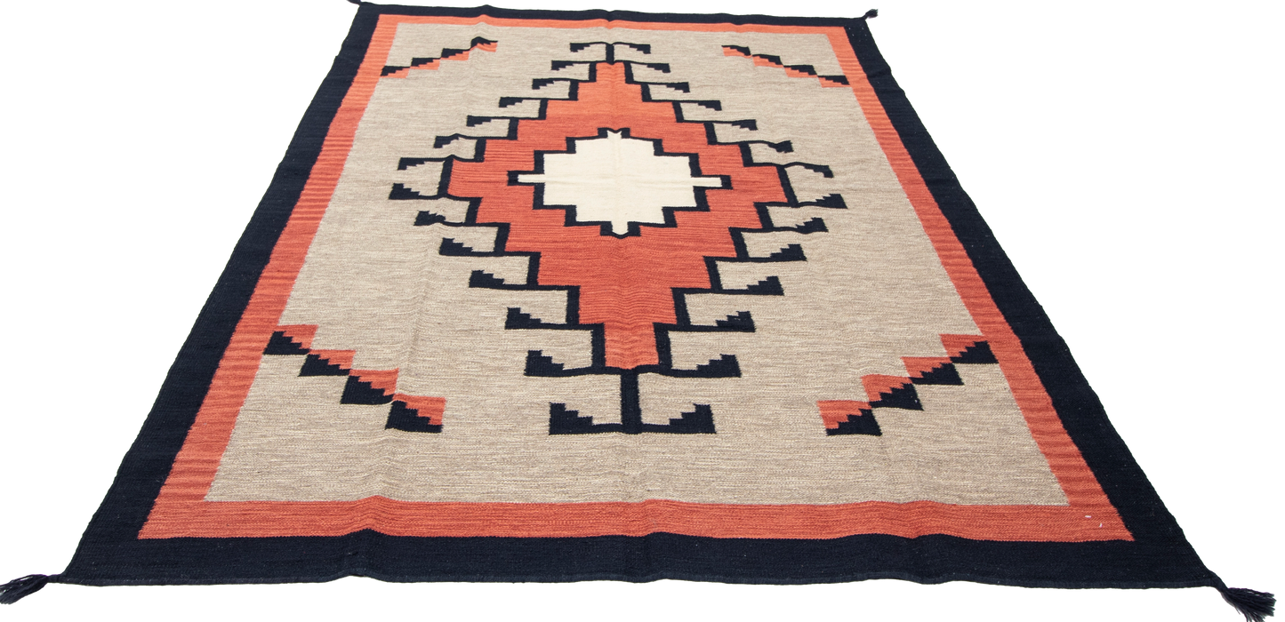 W 6 L 9.1 Kilim 100% Wool Hand-Woven Navajo Design - 66809