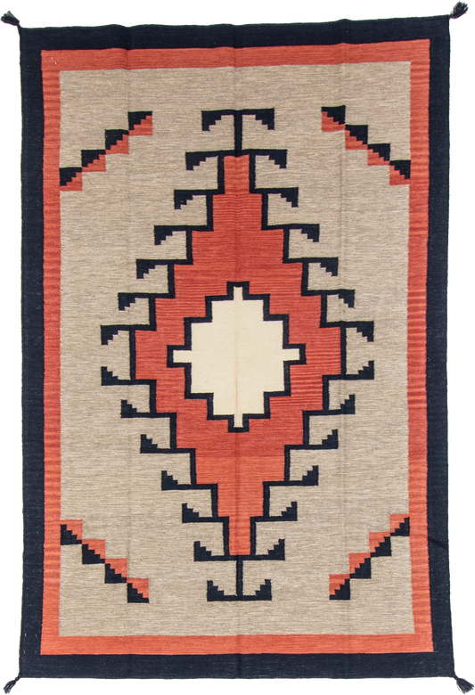 W 6 L 9.1 Kilim 100% Wool Hand-Woven Navajo Design - 66809