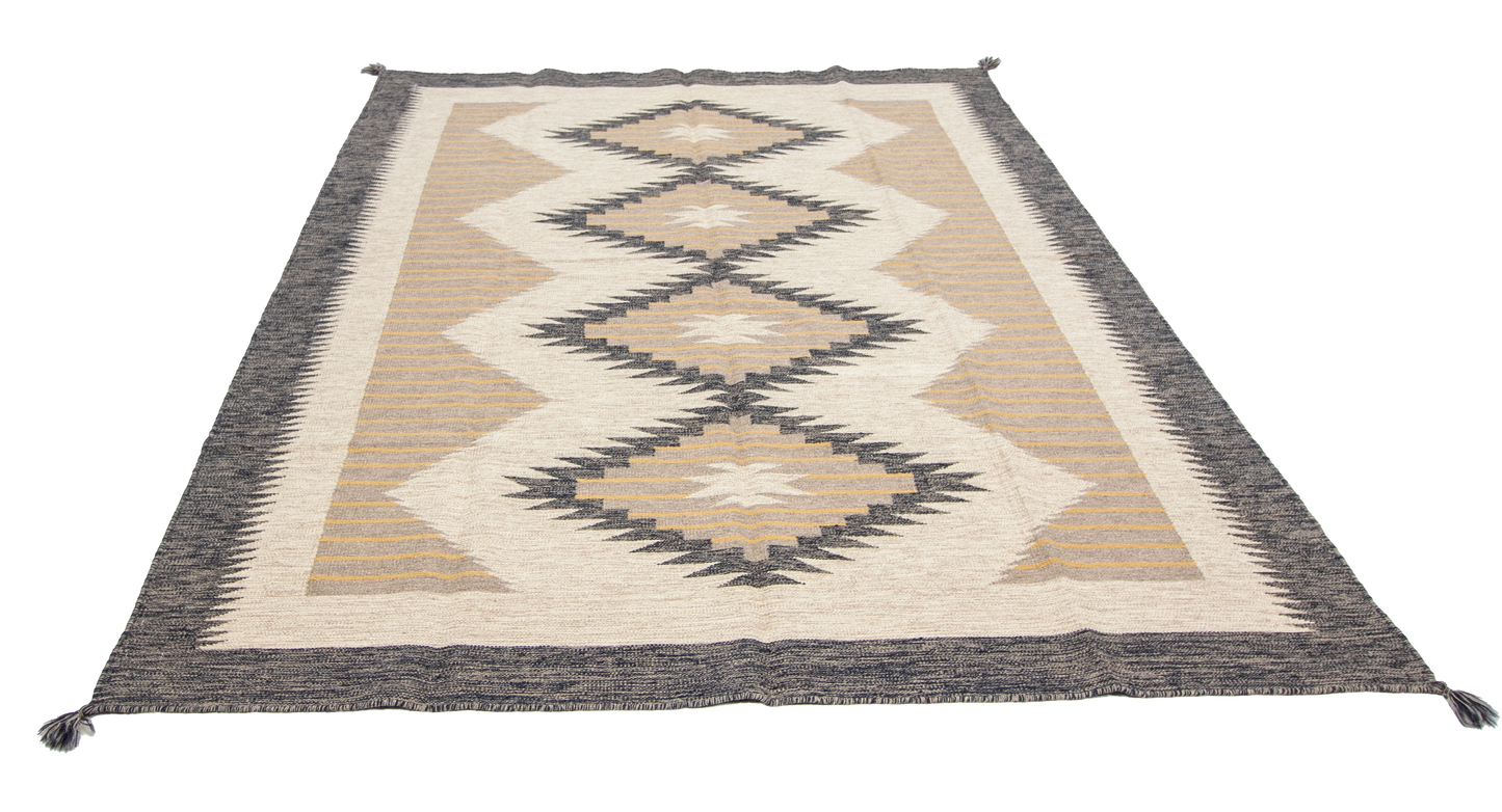 W 6.1 L 8.10 Kilim 100% Wool Hand-Woven Navajo Design - 66810