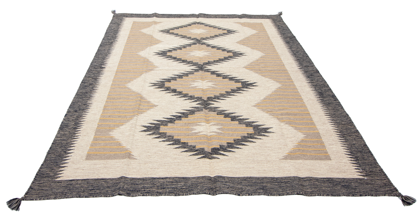 W 6.1 L 8.10 Kilim 100% Wool Hand-Woven Navajo Design - 66810