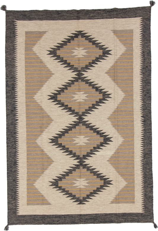 W 6.1 L 8.10 Kilim 100% Wool Hand-Woven Navajo Design - 66810