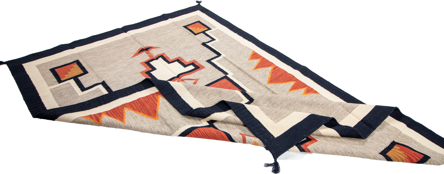 W 6 L 9 Kilim 100% Wool Hand-Woven Navajo Design - 66811