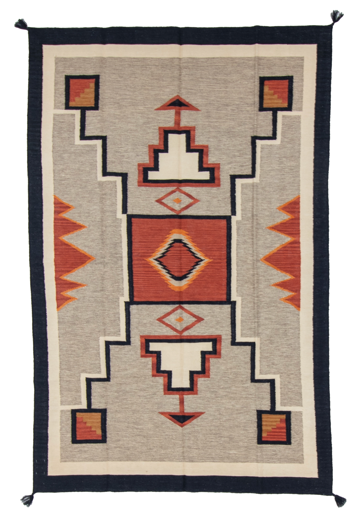 W 6 L 9 Kilim 100% Wool Hand-Woven Navajo Design - 66811