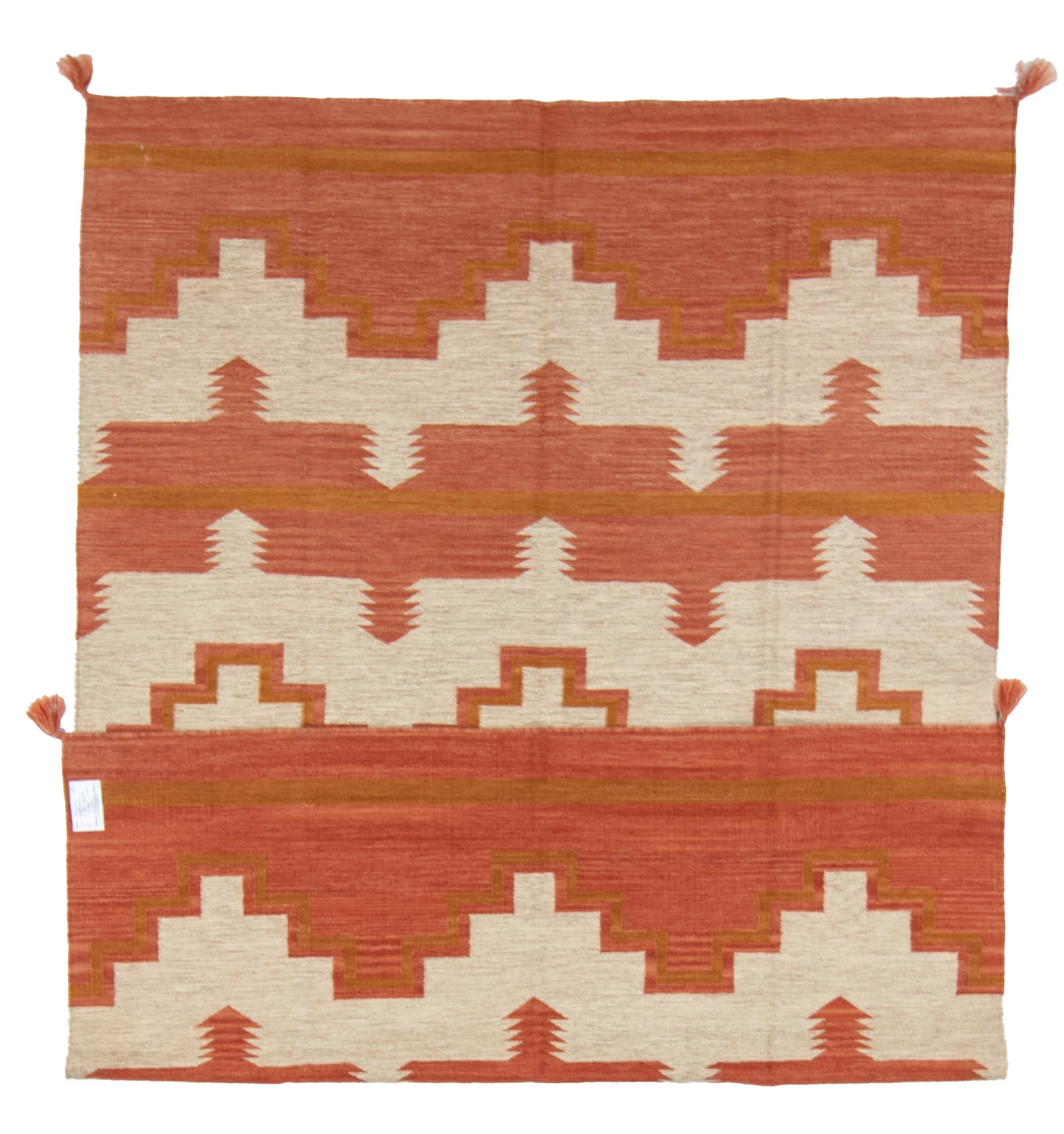 W 6.2 L 8.11 Kilim 100% Wool Hand-Woven Navajo Design - 66812