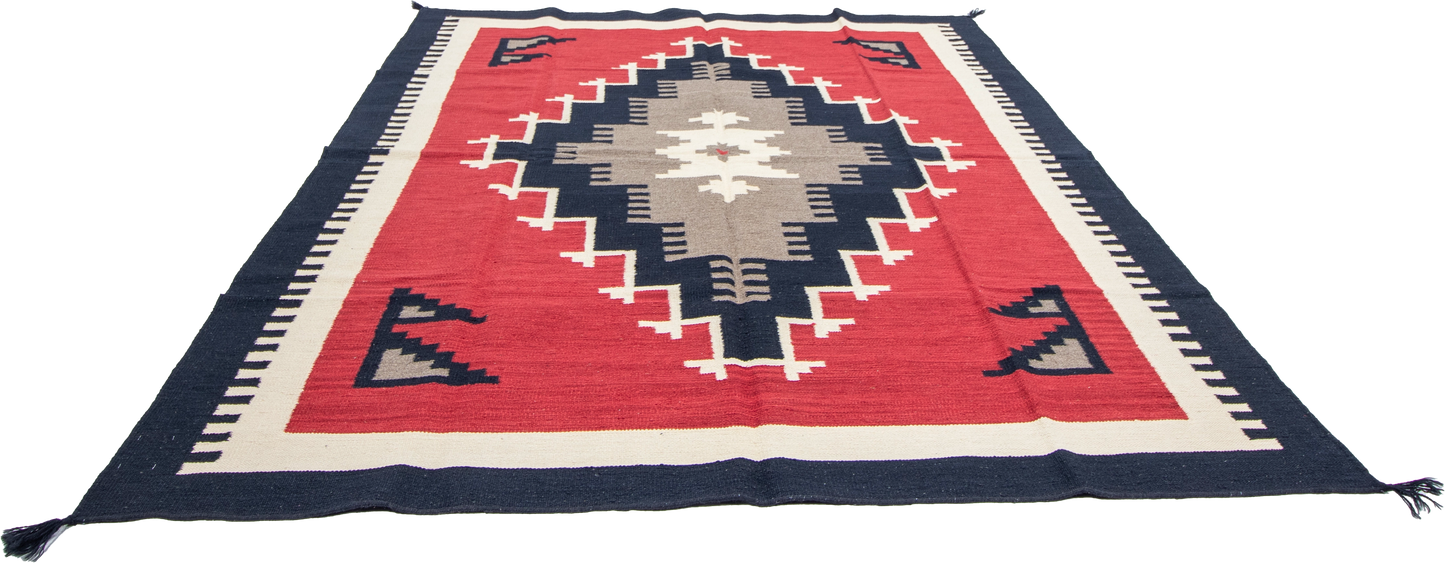 W 6.1 L 8.11 Kilim 100% Wool Hand-Woven Navajo Design - 66813